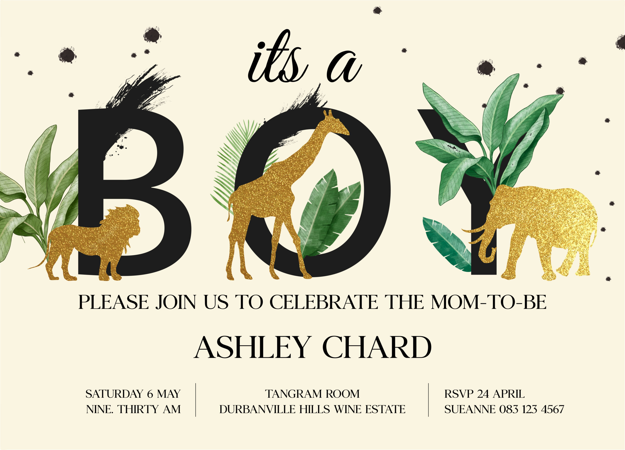 Zoo Animal Baby Shower Invitation (Boy) - Image 2