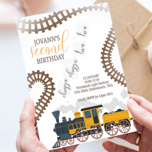 Chugga Chugga Two Two! – Train-Themed 2nd Birthday Invitation